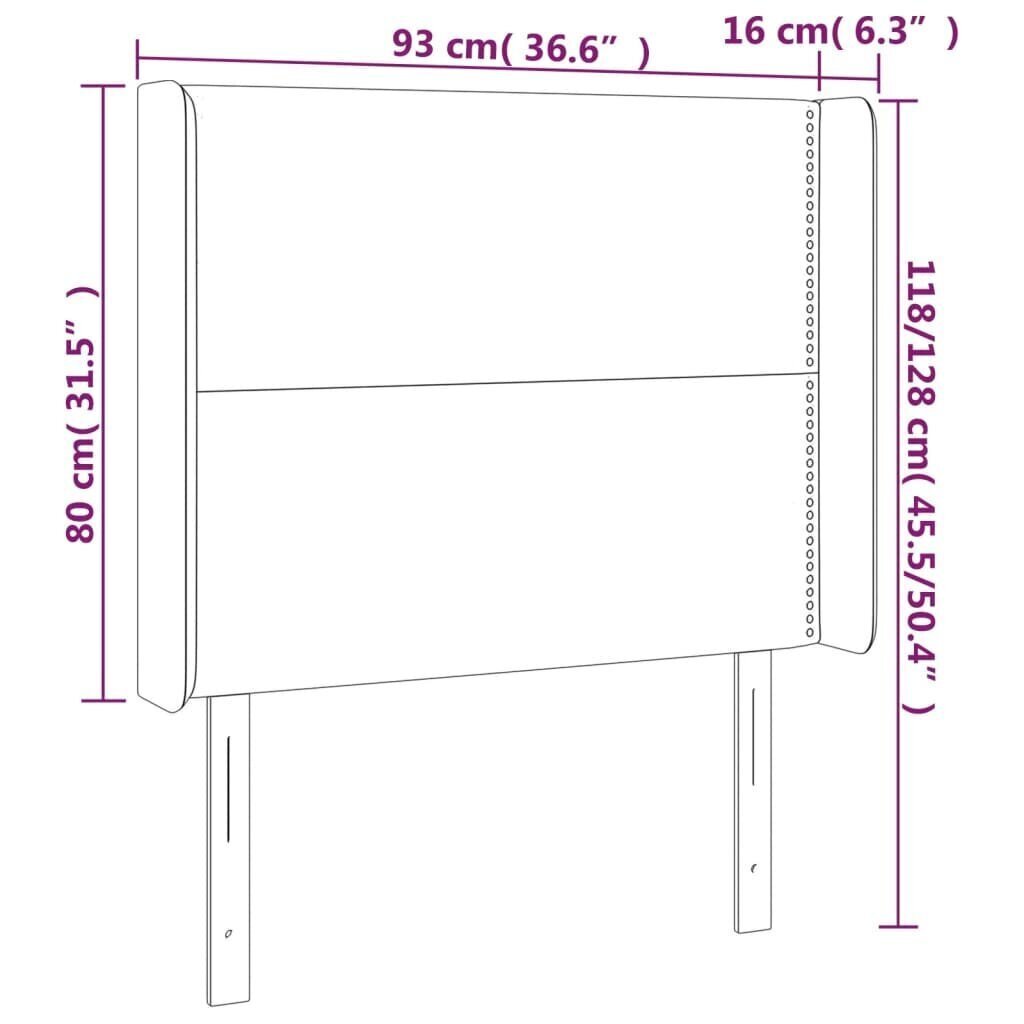 vidaXL LED-voodipeats, helehall, 93x16x118/128 cm, samet hind ja info | Voodid | kaup24.ee