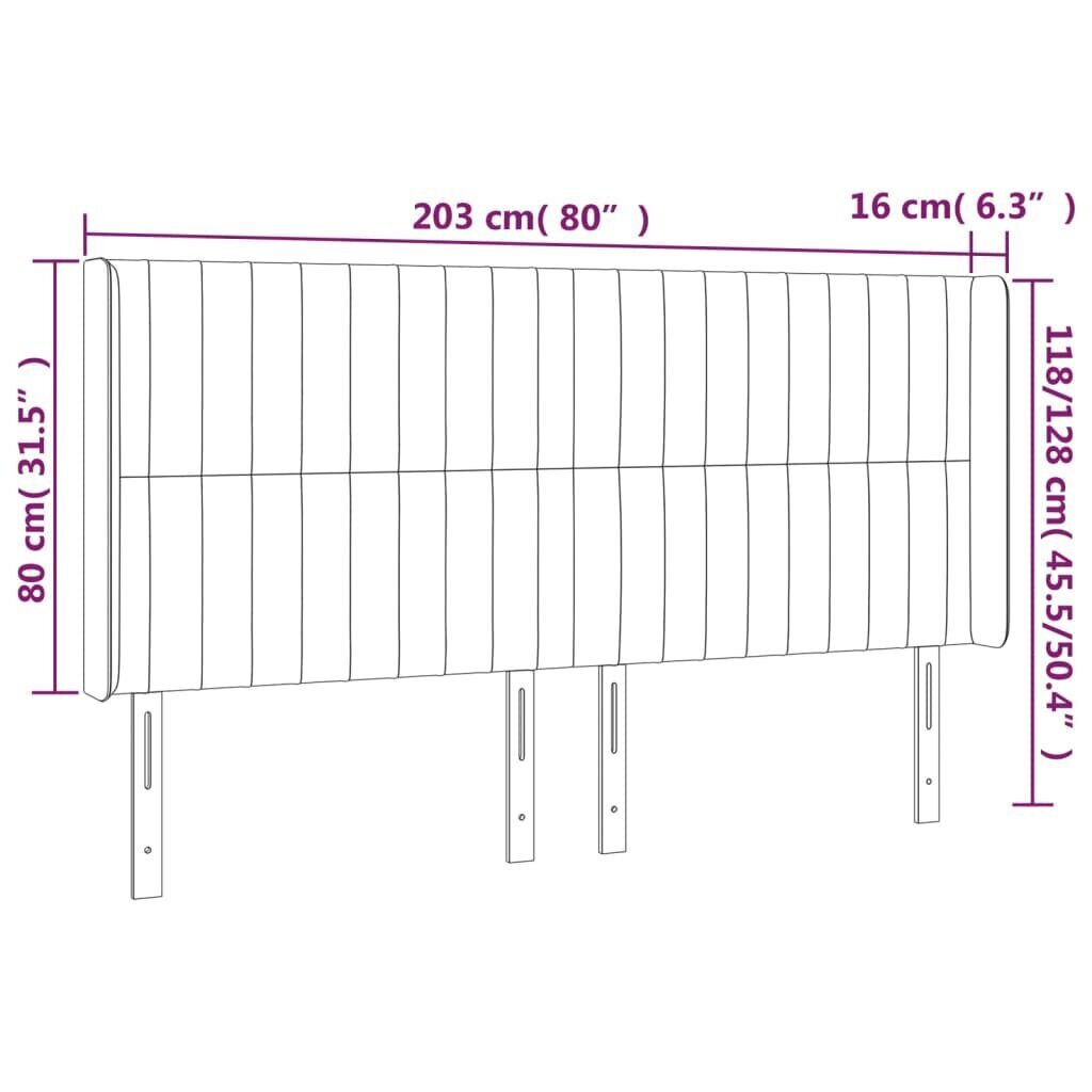 vidaXL LED-voodipeats, must, 203x16x118/128 cm, samet цена и информация | Voodid | kaup24.ee