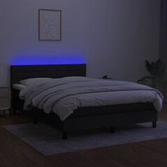 vidaXL kontinentaalvoodi madrats ja LED, must, 140x190 cm, kangas цена и информация | Кровати | kaup24.ee