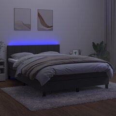 vidaXL kontinentaalvoodi madratsiga ja LED, tumehall, 140x200 cm, samet цена и информация | Кровати | kaup24.ee