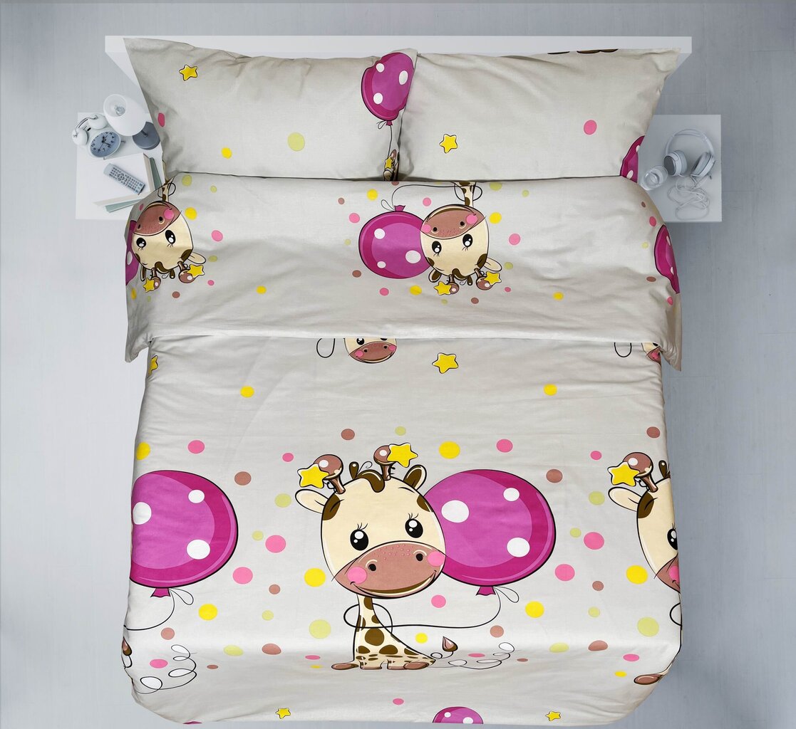 Laste voodipesu Giraffe & Balloon 3 osaline, 100 x 135 cm hind ja info | Beebide ja laste voodipesu | kaup24.ee