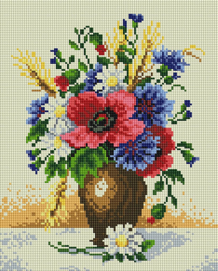 Teemantmosaiigi komplekt "Lilled vaasis" - raamiga 30x40 cm цена и информация | Teemantmaalid, teemanttikandid | kaup24.ee