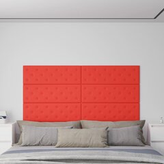 vidaXL seinapaneelid 12 tk, punane, 90 x 30 cm, kunstnahk, 3,24 m² hind ja info | Lae-, seinakaunistus elemendid | kaup24.ee