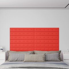 vidaXL seinapaneelid 12 tk, punane, 90 x 15 cm, kunstnahk, 1,62 m² hind ja info | Lae-, seinakaunistus elemendid | kaup24.ee