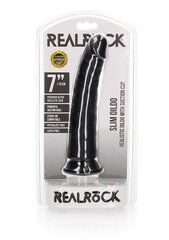 Реалистичный фаллоимитатор с присоской Realrock, 18 см, черный цена и информация | Фаллоимитаторы | kaup24.ee