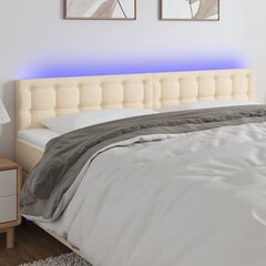 vidaXL LED-voodipeats, kreemjas, 200x5x78/88 cm, kangas hind ja info | Voodid | kaup24.ee