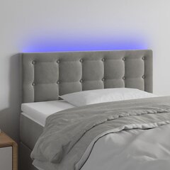 vidaXL LED-voodipeats, helehall, 90x5x78/88 cm, samet цена и информация | Кровати | kaup24.ee