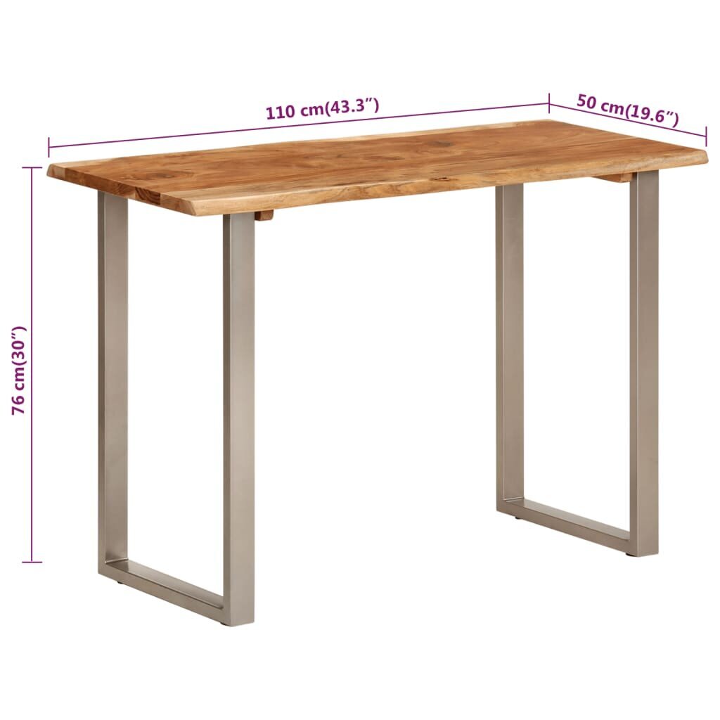 vidaXL söögilaud, 110 x 50 x 76 cm, akaatsiapuit цена и информация | Köögi- ja söögilauad | kaup24.ee