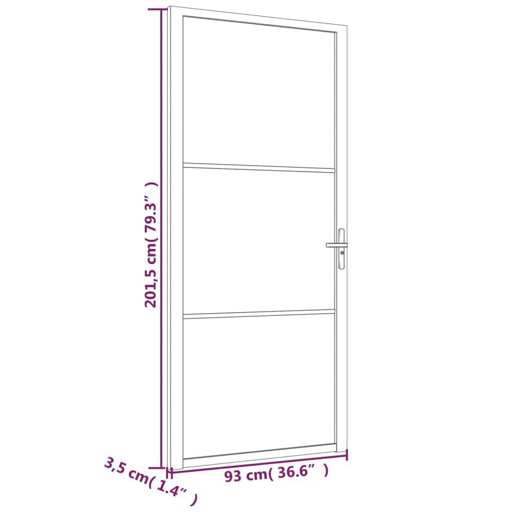 vidaXL siseuks, 93 x 201,5 cm, must, matt klaas ja alumiinium цена и информация | Siseuksed | kaup24.ee