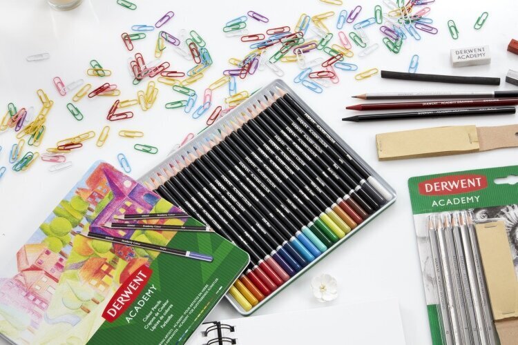 Värviliste pliiatsite komplekt Derwent Academy, 24 värvi hind ja info | Kunstitarbed, voolimise tarvikud | kaup24.ee