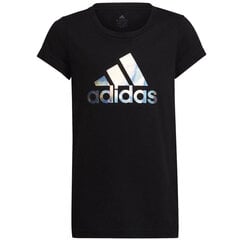 Tüdrukute T-särk Adidas Dance Metallic Print Tee Jr HD4407, must цена и информация | Рубашки для девочек | kaup24.ee