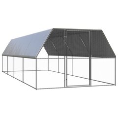 vidaXL õue kanapuur, 3 x 8 x 2 m, tsingitud teras цена и информация | Скворечники, кормушки, клетки | kaup24.ee