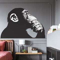 Banksy vinüülmust-valge seinakleebis Big Thinking Monkey sisekujundus – 120 x 83 cm hind ja info | Seinakleebised | kaup24.ee