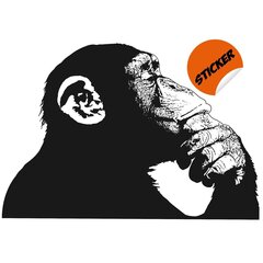 Виниловая чёрно-белая наклейка на стену Banksy Большая думающая обезьяна Декор интерьера - 120 х 83 см цена и информация | Декоративные наклейки | kaup24.ee