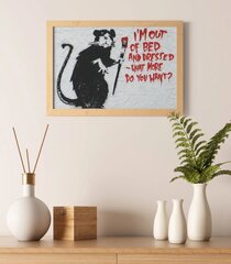 Настенный плакат Banksy граффити Крыса и цитата Декор интерьера - 60 х 43 см цена и информация | Настенные деревянные декорации | kaup24.ee