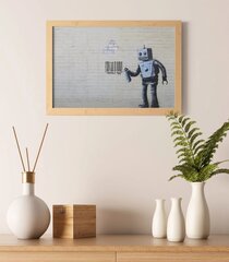 Настенный плакат Banksy граффити Робот с штрихкодом Декор интерьера - 60 х 43 см цена и информация | Настенные деревянные декорации | kaup24.ee