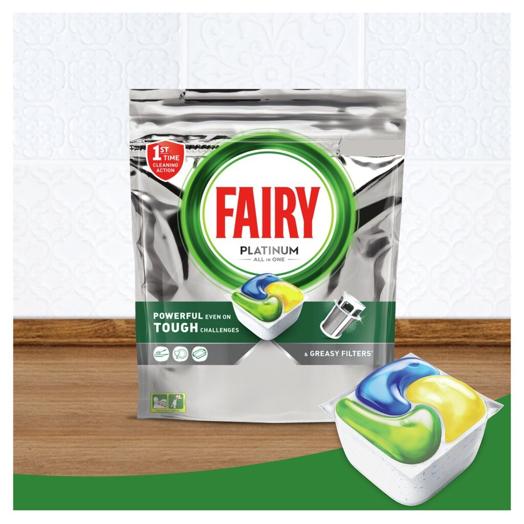Fairy Platinum All in One’i Nõudepesumasina Tabletid Lemon, 120 Tabletti цена и информация | Nõudepesuvahendid | kaup24.ee