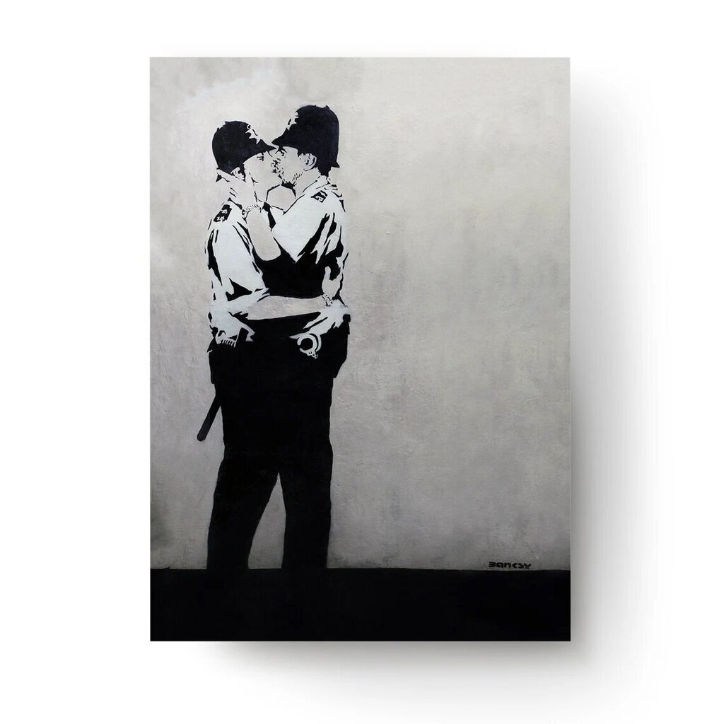 Seinaplakat Banksy grafiti politseinike suudlus sisekujundus – 100 x 71 cm hind ja info | Seinapildid | kaup24.ee
