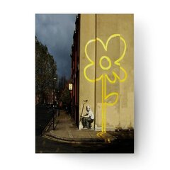 Настенный плакат Banksy граффити Желтый цветок Декор интерьера - 60 х 43 см цена и информация | Настенные деревянные декорации | kaup24.ee