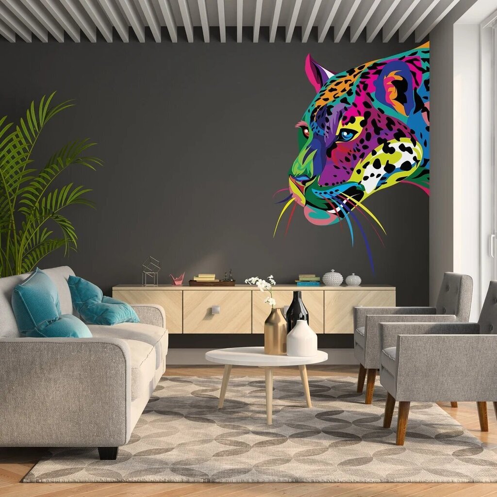 Värviline vinüülist seinakleebis Wild Jaguar Vibrant kleebis sisekujundus – 120 X 81 cm hind ja info | Seinakleebised | kaup24.ee