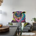 Виниловая наклейка на стены Большая разноцветная сова Яркий стикер Декор интерьера - 140 х 106 см