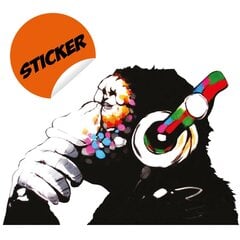Vinüülkleebis Banksy Monkey kõrvaklappidega sisekujundus – 120 x 83 cm цена и информация | Декоративные наклейки | kaup24.ee