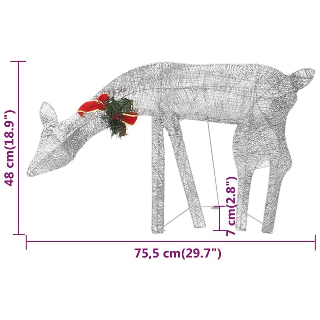 vidaXL jõulu põhjapõdrad, 6 tk, hõbedane, külm valge tulede võrk hind ja info | Jõulukaunistused | kaup24.ee
