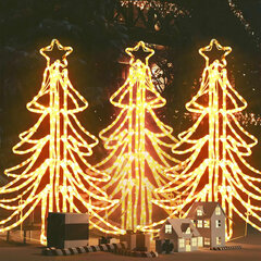 vidaXL LED kokkupandavad jõulupuu figuurid, 3 tk soe valge 87x87x93 cm цена и информация | Декорации | kaup24.ee
