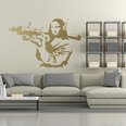 Виниловая наклейка на стену золотого цвета Banksy Мона Лиза с оружием Декор интерьера - 120 х 81 см