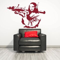 Виниловая наклейка на стену красного цвета Banksy Мона Лиза с оружием Декор интерьера - 120 х 81 см цена и информация | Декоративные наклейки | kaup24.ee