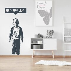 Виниловая наклейка серого цвета на стену Banksy граффити Плачущий мальчик со смартфоном Декор интерьера - 120 х 55 см цена и информация | Декоративные наклейки | kaup24.ee