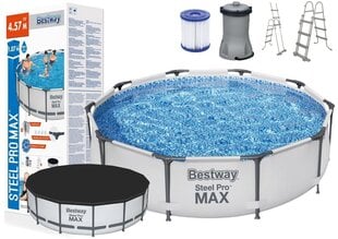 Практичный и универсальный каркасный бассейн Bestway 56488 Steel Pro Max 457x107 см, с фильтром цена и информация | Бассейны | kaup24.ee