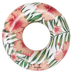 Надувной круг для плавания Bestway - пальмы, 119 см, розовый цена и информация | Надувные и пляжные товары | kaup24.ee