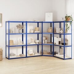 vidaXL 4-riiuliga riiulid 4 tk, sinine, teras ja tehispuit hind ja info | Riiulid tööriistadele | kaup24.ee