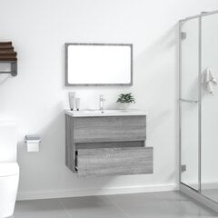 vidaXL 2-osaline vannitoamööbli komplekt, hall Sonoma tamm, tehispuit hind ja info | Vannitoa komplektid | kaup24.ee