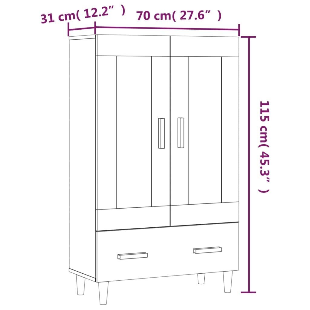 vidaXL kõrge kapp, Sonoma tamm, 70 x 31 x 115 cm, tehispuit hind ja info | Kummutid | kaup24.ee