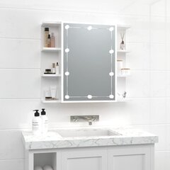 vidaXL peegelkapp LEDiga, kõrgläikega valge, 70 x 16,5 x 60 cm цена и информация | Шкафчики для ванной | kaup24.ee