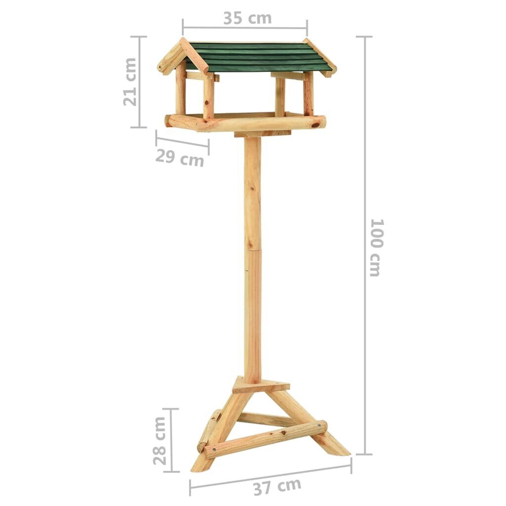 vidaXL linnusöögimaja alusega, 37 x 28 x 100 cm, nulupuit цена и информация | Pesakastid, söötjad ja puurid | kaup24.ee