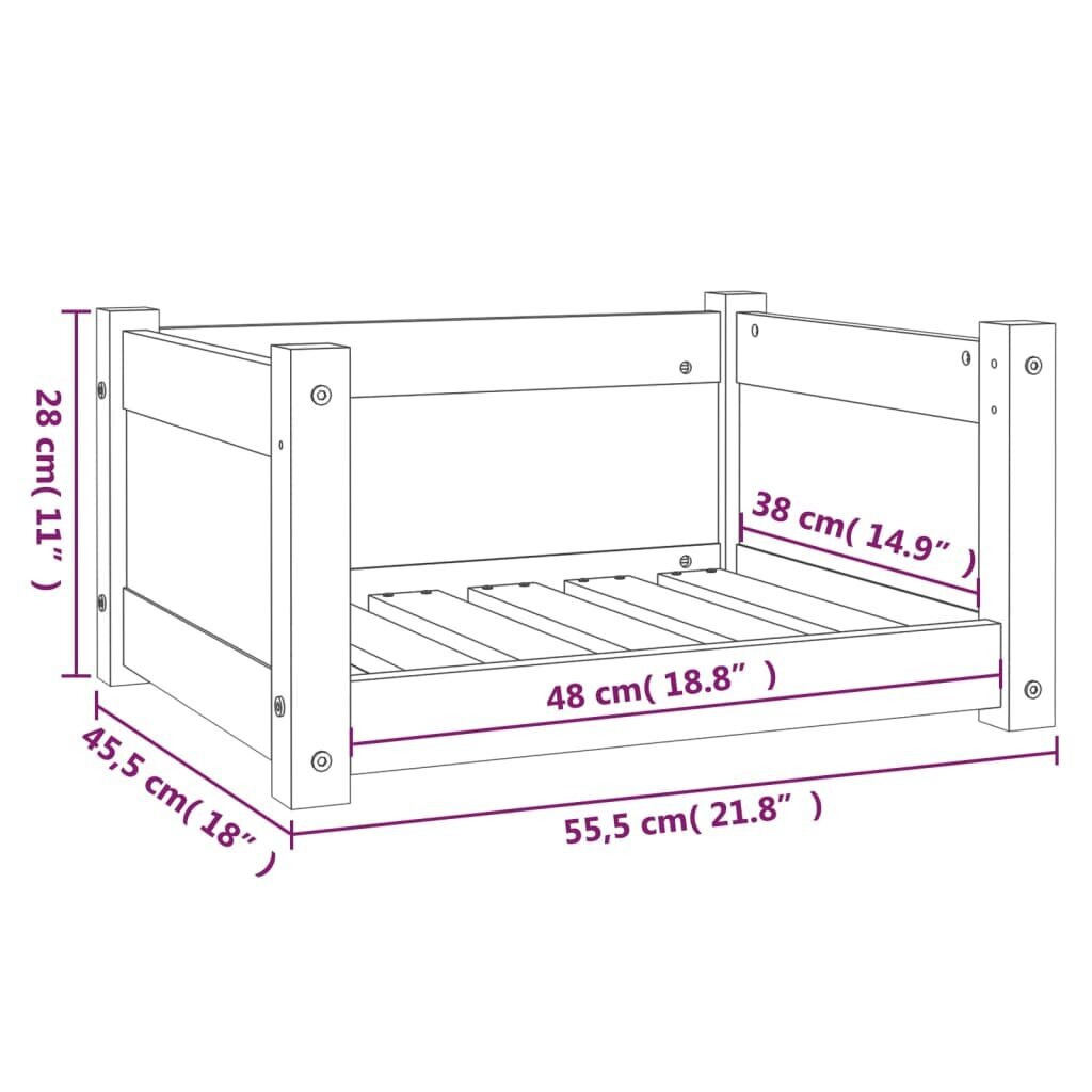 vidaXL koeravoodi, meepruun, 55,5x45,5x28 cm, männipuit hind ja info | Pesad, kuudid | kaup24.ee