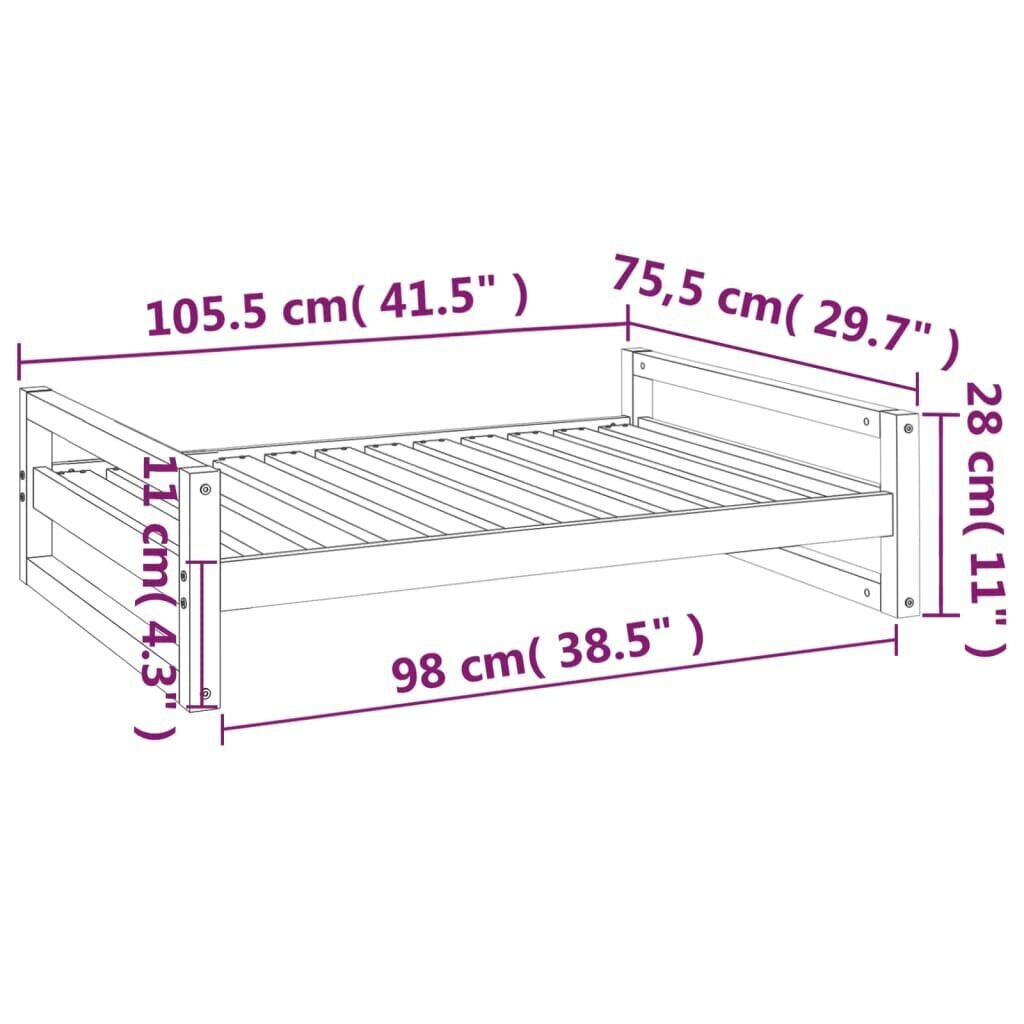 vidaXL koeravoodi, valge, 105,5x75,5x28 cm, männipuit hind ja info | Pesad, padjad | kaup24.ee