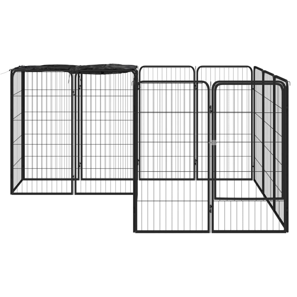 vidaXL 14 paneeliga koera mänguaed must 50x100 cm pulbervärvitud teras hind ja info | Pesad, padjad | kaup24.ee