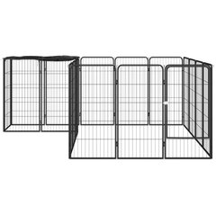 vidaXL 18 paneeliga koera mänguaed must 50x100 cm pulbervärvitud teras hind ja info | Pesad, padjad | kaup24.ee