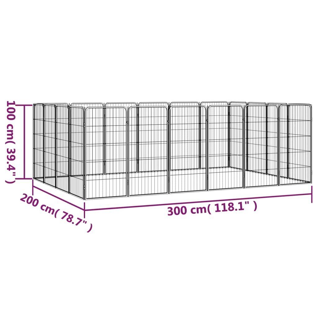 vidaXL 30 paneeliga koera mänguaed must 50x100 cm pulbervärvitud teras цена и информация | Pesad, kuudid | kaup24.ee