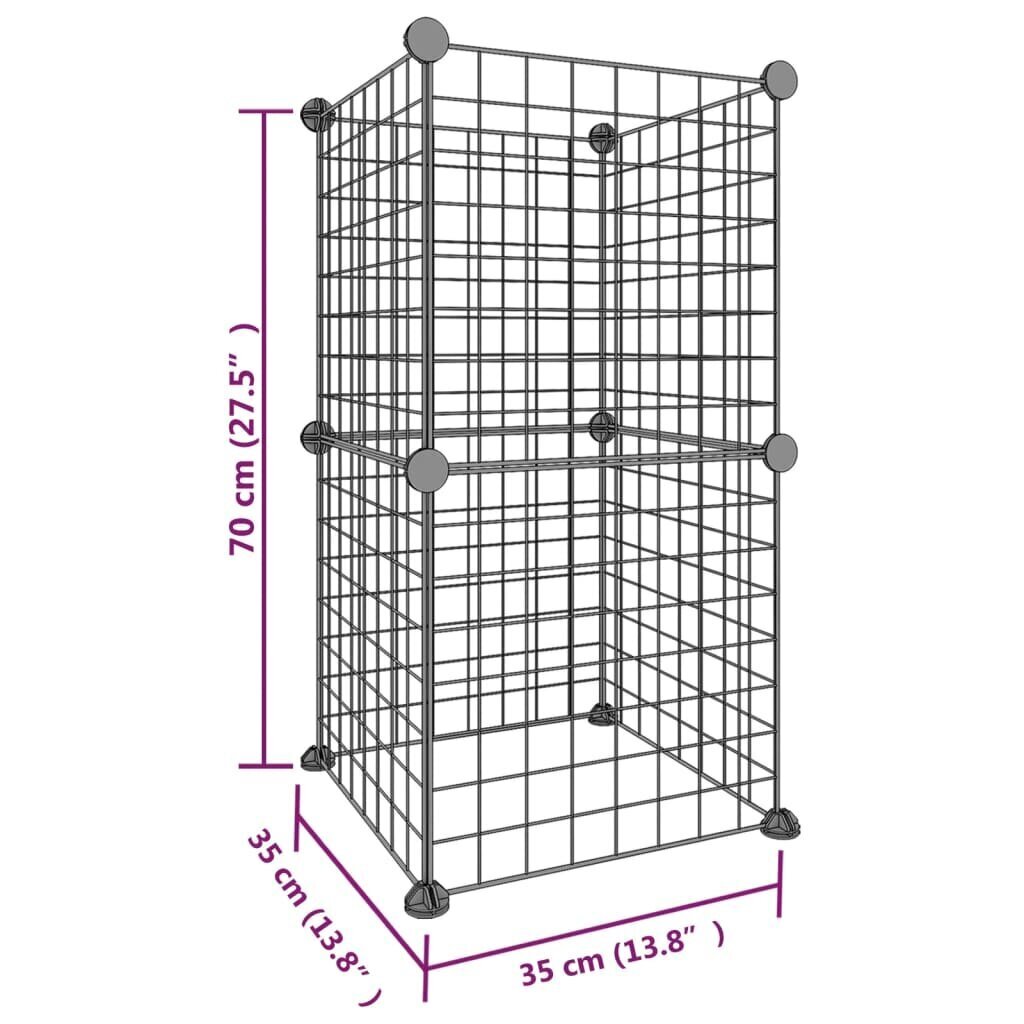 vidaXL 8-paneeliga lemmiklooma aedik, must, 35 x 35 cm, teras hind ja info | Puurid ja tarvikud väikeloomadele | kaup24.ee