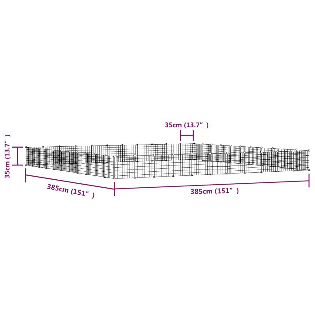 vidaXL 44 paneeliga lemmiklooma aedik uksega, must, 35 x 35 cm, teras hind ja info | Puurid ja tarvikud väikeloomadele | kaup24.ee