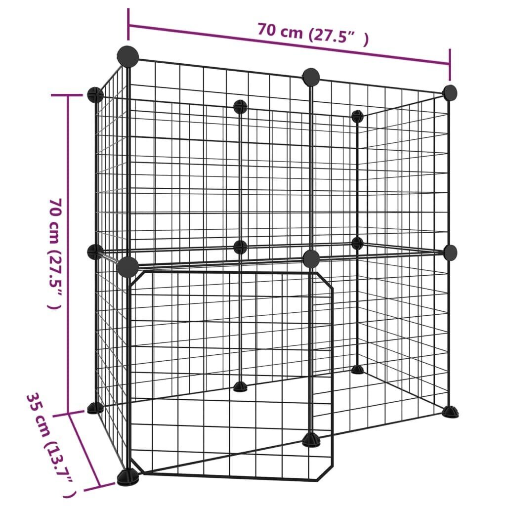 vidaXL 12-paneeliga lemmiklooma aedik uksega, must, 35 x 35 cm, teras цена и информация | Puurid ja tarvikud väikeloomadele | kaup24.ee