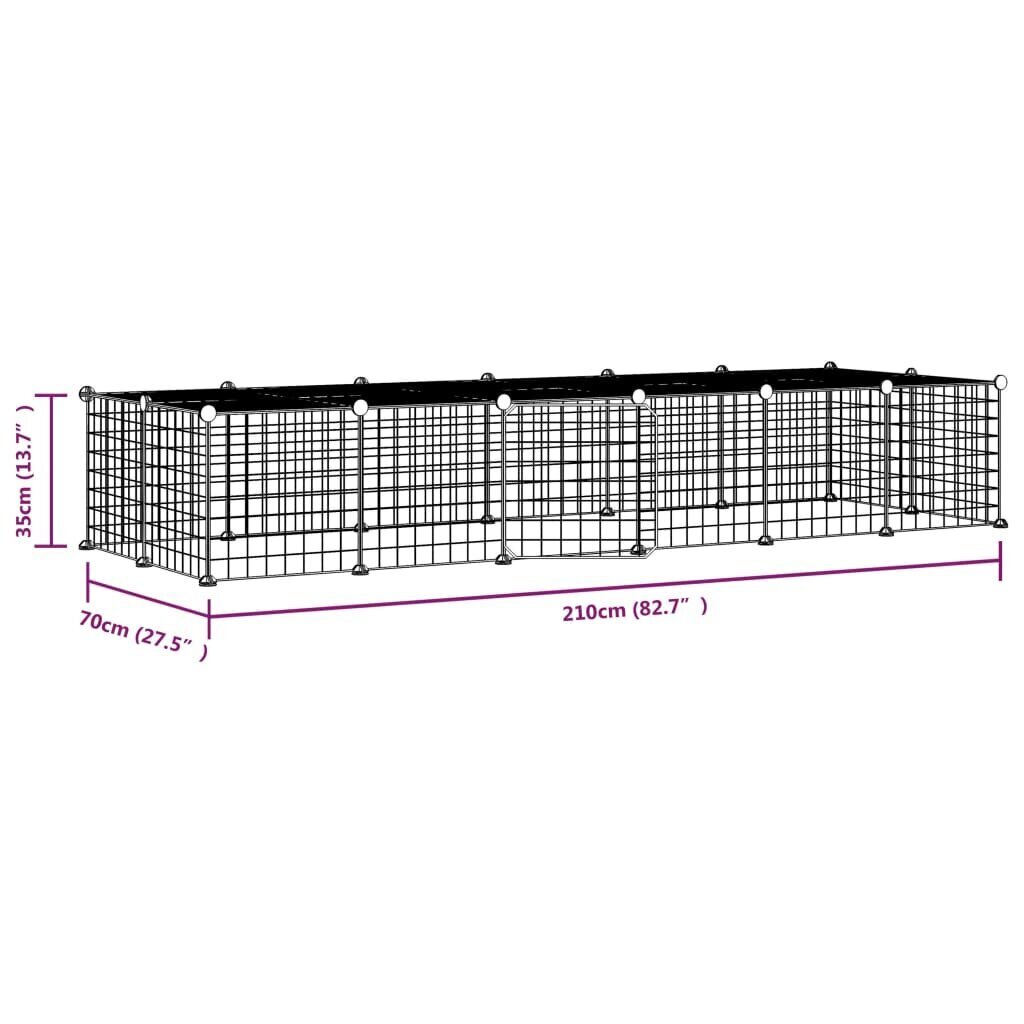 vidaXL 28-paneeliga lemmiklooma aedik uksega, must, 35 x 35 cm, teras hind ja info | Puurid ja tarvikud väikeloomadele | kaup24.ee