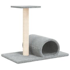 vidaXL kassi kraapimispost koos tunneliga, helehall, 60 x 34,5 x 50 cm hind ja info | Kassi ronimispuud | kaup24.ee