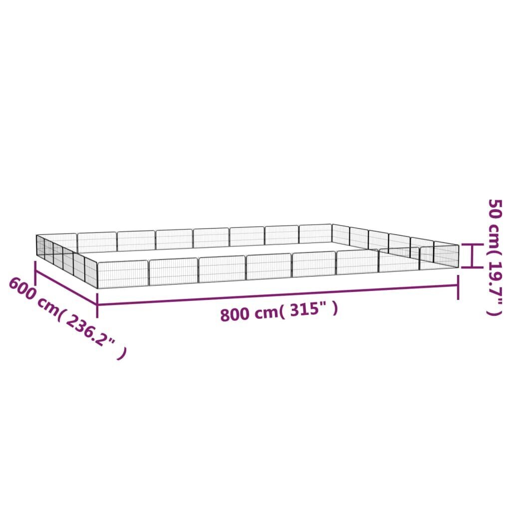 vidaXL 28 paneeliga koera mänguaed must 100x50 cm pulbervärvitud teras hind ja info | Pesad, padjad | kaup24.ee