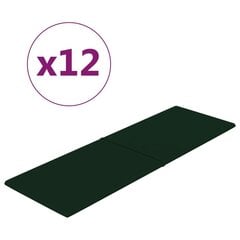 vidaXL seinapaneelid 12 tk, tumeroheline, 90 x 30 cm, samet, 3,24 m² цена и информация | Элементы декора для стен, потолка | kaup24.ee